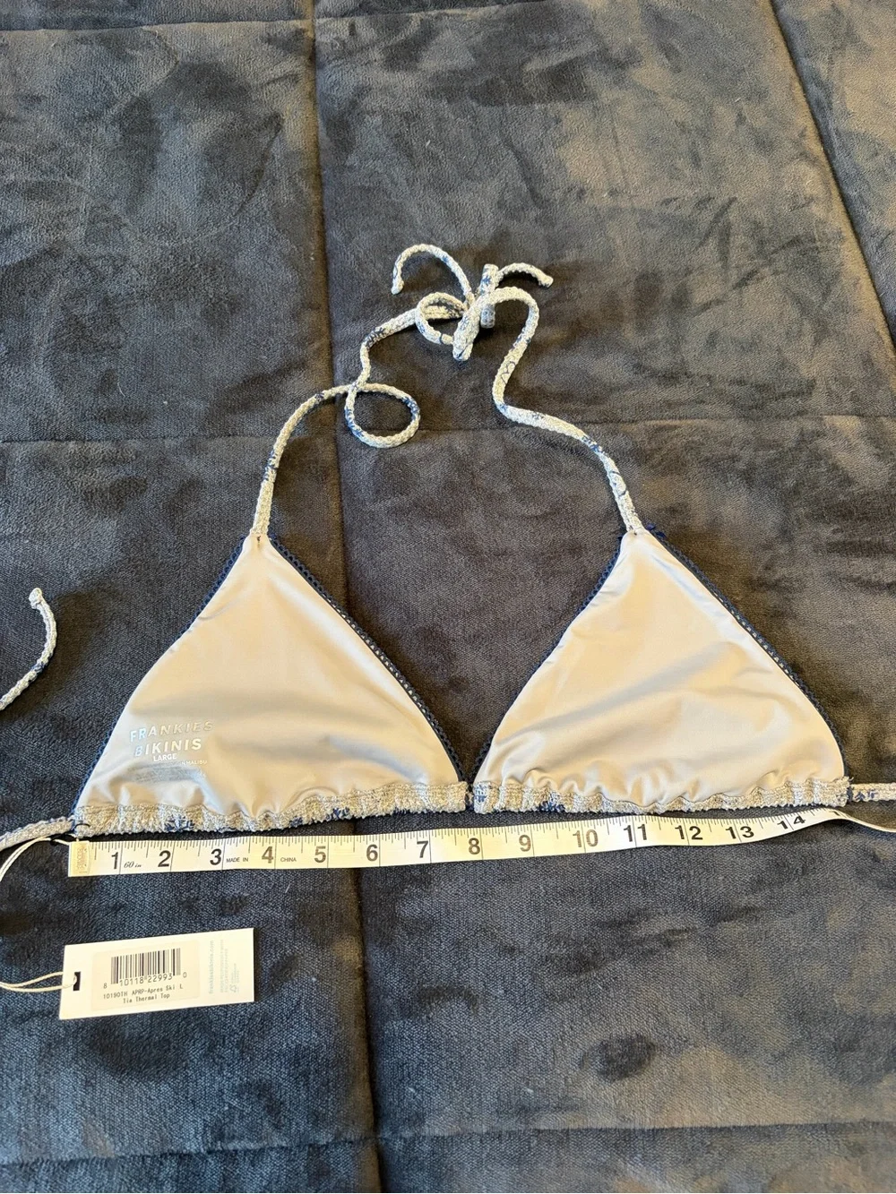 New Frankie’s Bikinis Tia Waffle Triangle Bikini Top Large